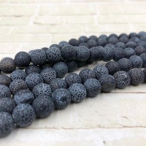Crackle Black Agate 8mm Round Beads Strand Jewelry Making Supplies